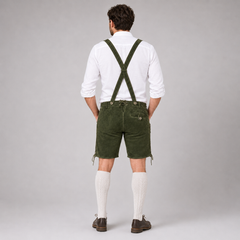 Stag Embroidered Men's Bavarian Lederhosen - Green - Side Lacing - image 2