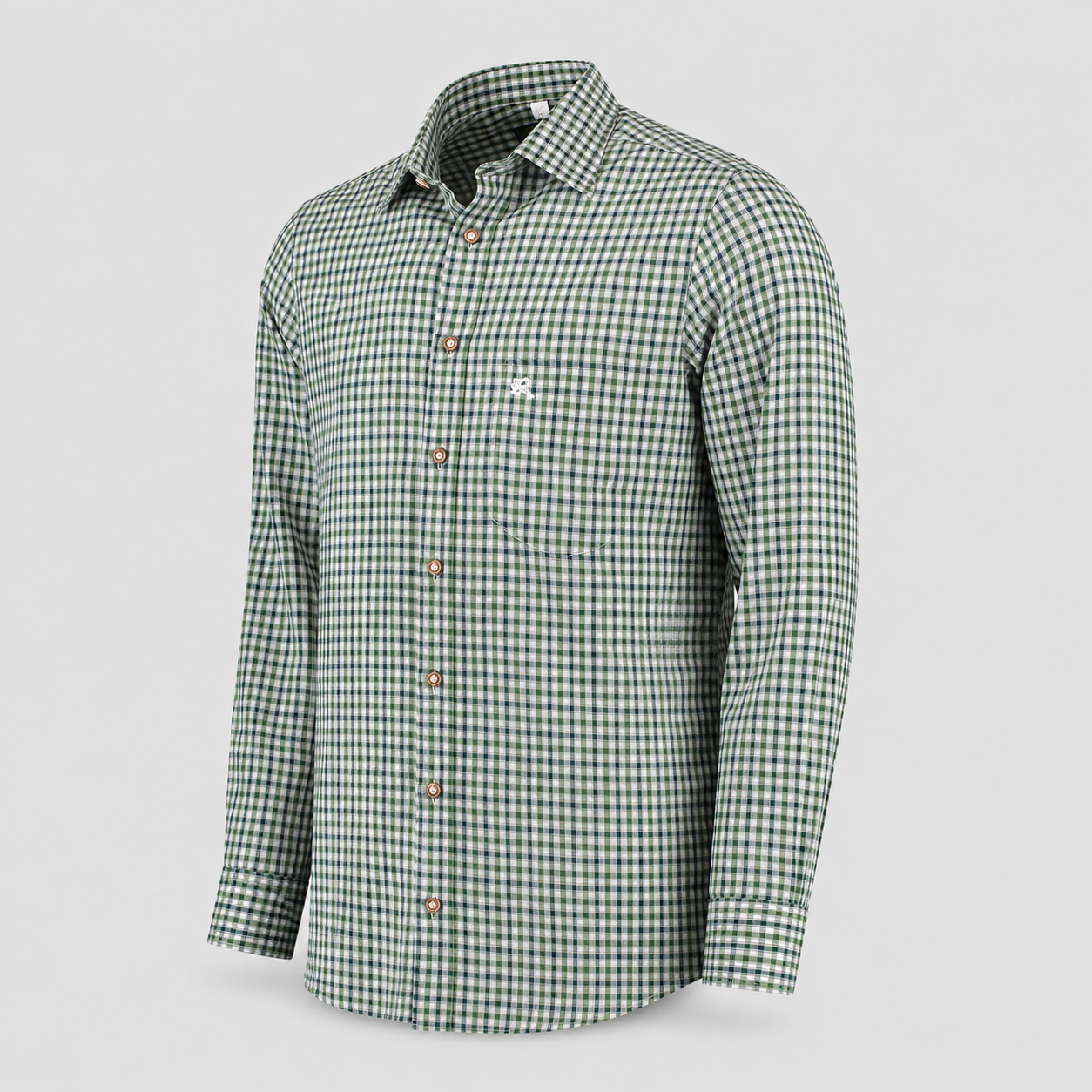 Men's Green & White Checkered Bavarian Oktoberfest Shirt - Roll-Up Sleeve - image 2