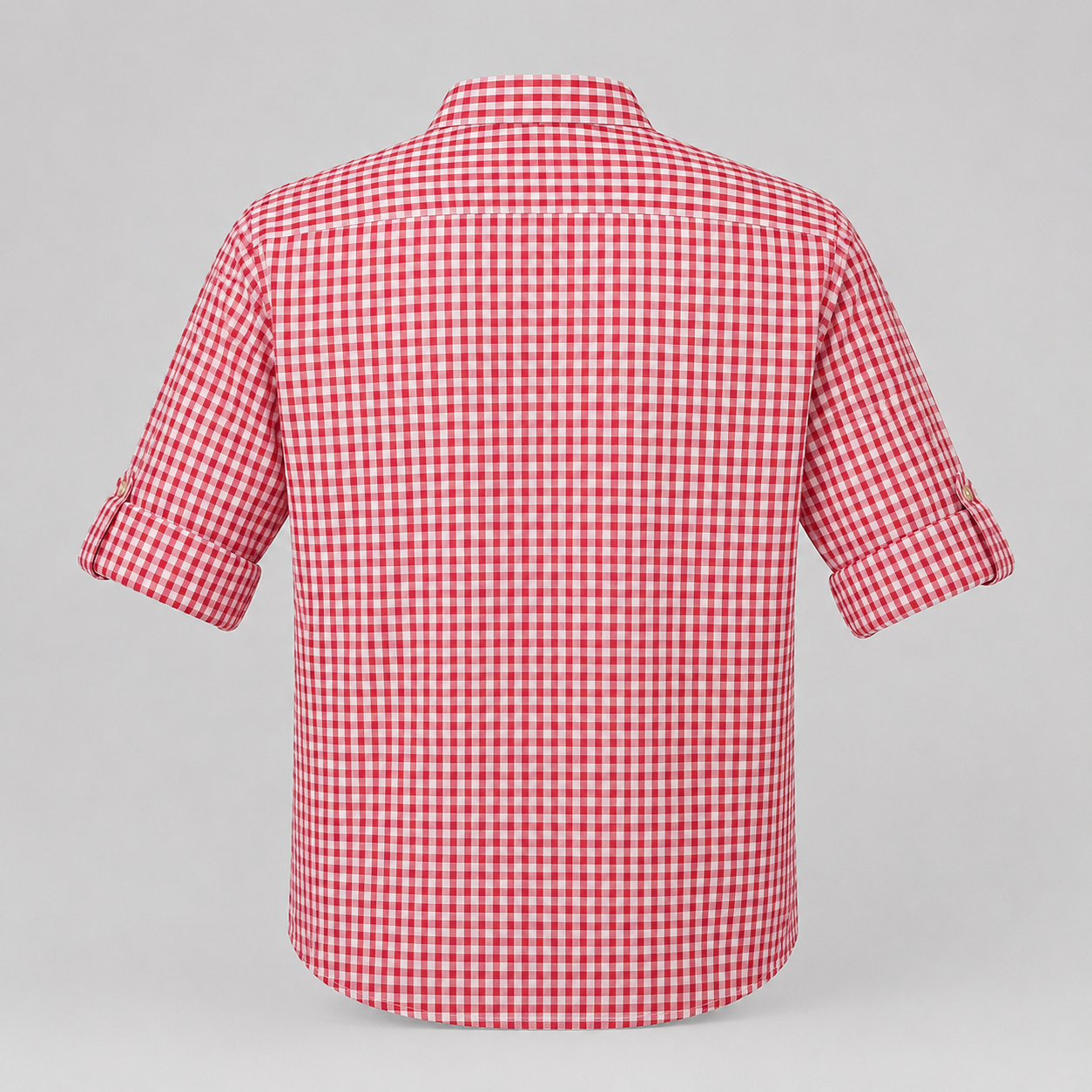 Men's Red & White Checkered Bavarian Oktoberfest Shirt - Roll-Up Sleeve - image 3
