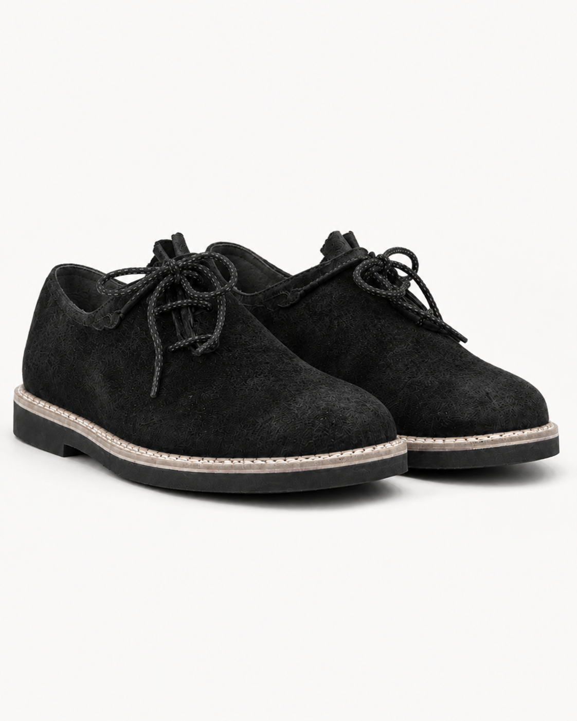 Men's Black Suede Bavarian Haferl Shoes - Traditional Side-Lacing | Treaded Rubber Sole - image 3