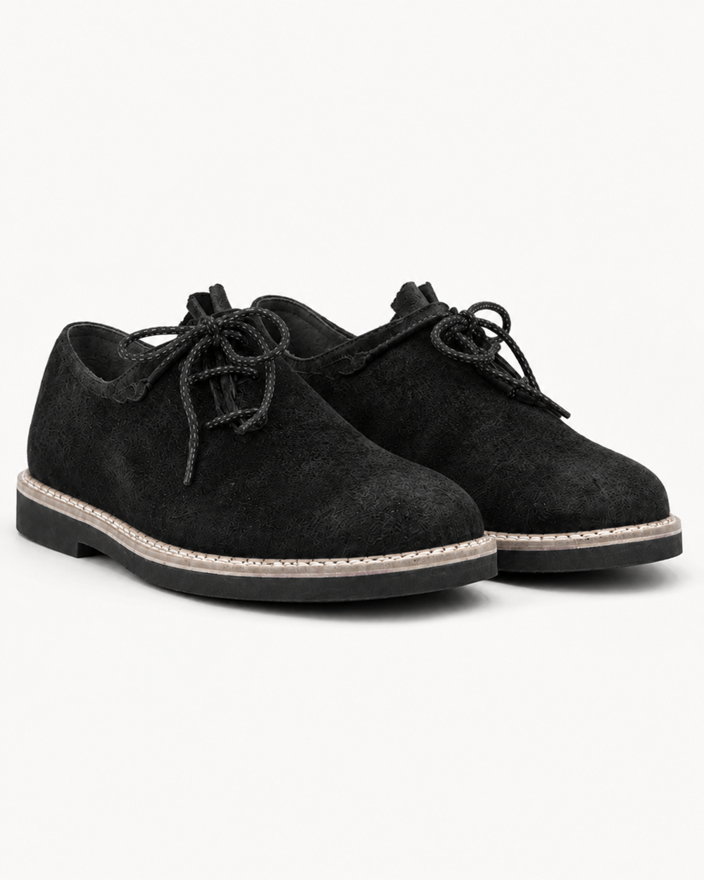 Men's Black Suede Bavarian Haferl Shoes - Traditional Side-Lacing | Treaded Rubber Sole - image 3