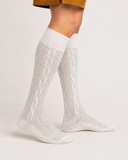 Beige Knee-High Bavarian Socks for Lederhosen - Men's Cable-Knit - image 3