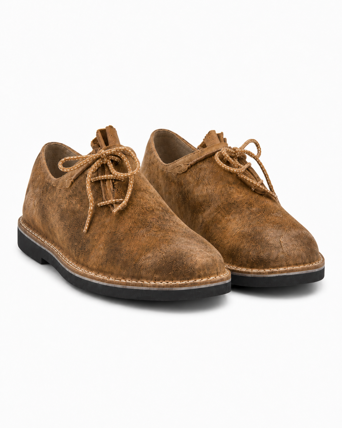 Men's Camel Suede Bavarian Haferl Shoes - Traditional Side-Lacing | Treaded Rubber Sole - image 3
