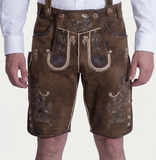 Stag Embroidered Men's Bavarian Lederhosen - Rustic Brown - Side Buttons - product image 3