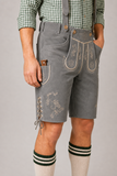 Edelweiss Embroidered Men's Bavarian Lederhosen - Grey - Side Lacing - product image 3