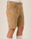 Edelweiss Embroidered Men's Bavarian Lederhosen - Tan/Beige - Side Buttons - product image 4