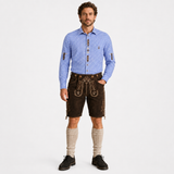 Men's Blue & White Checkered Bavarian Oktoberfest Shirt - Roll-Up Sleeve - image 4