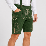 Edelweiss Embroidered Men's Bavarian Lederhosen - Green - Side Buttons - product image 4