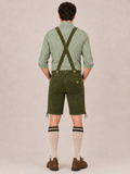 Oak Leaf Embroidered Men's Bavarian Lederhosen - Green - Side Lacing - product image 4