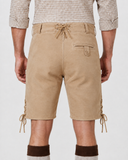 Edelweiss Embroidered Men's Bavarian Lederhosen - Tan/Beige - Side Lacing - product image 4