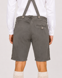 Oak Leaf Embroidered Men's Bavarian Lederhosen - Grey - Side Buttons - product image 4