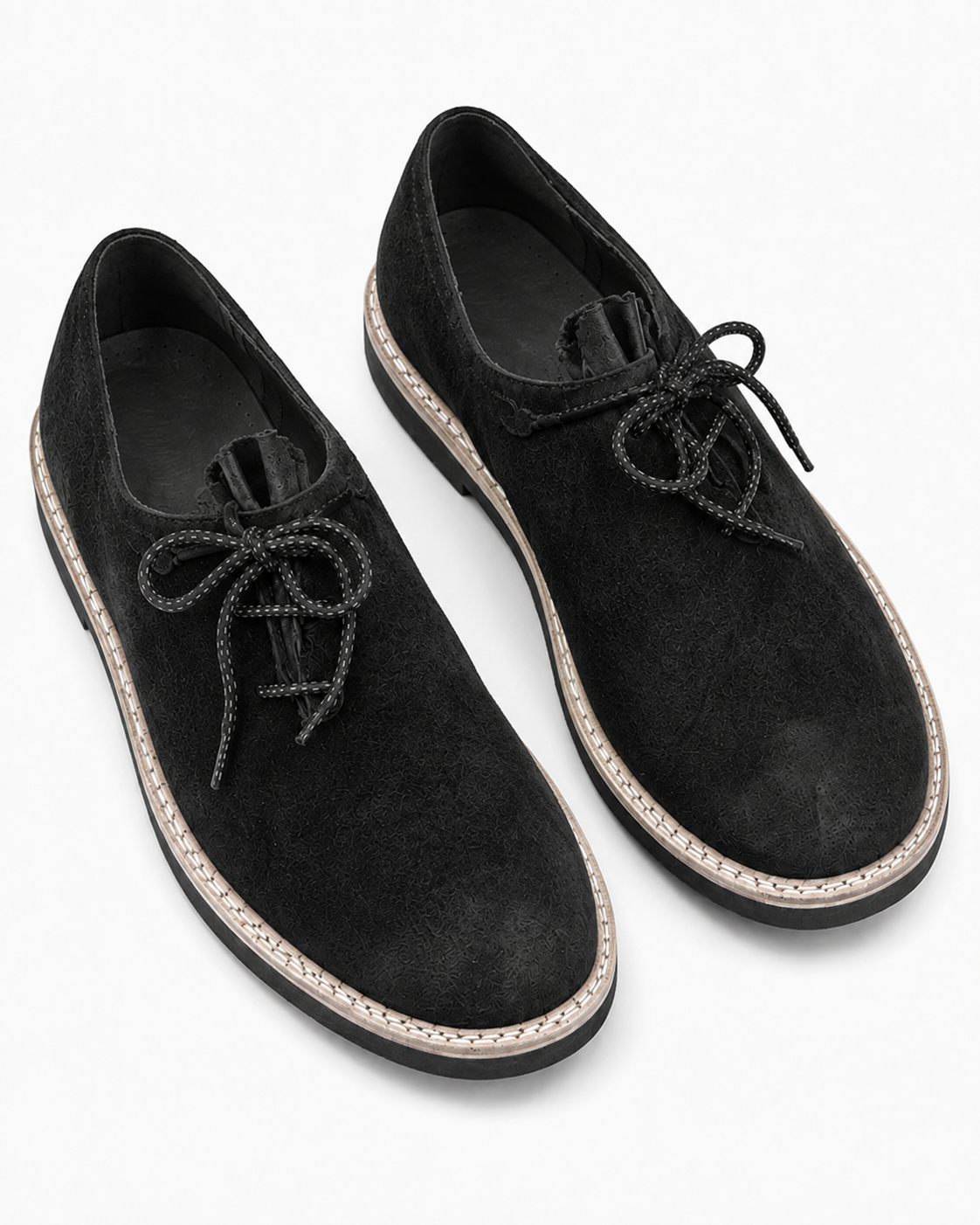 Men's Black Suede Bavarian Haferl Shoes - Traditional Side-Lacing | Treaded Rubber Sole - image 5