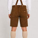 Edelweiss Embroidered Men's Bavarian Lederhosen - Rustic Brown - Side Buttons