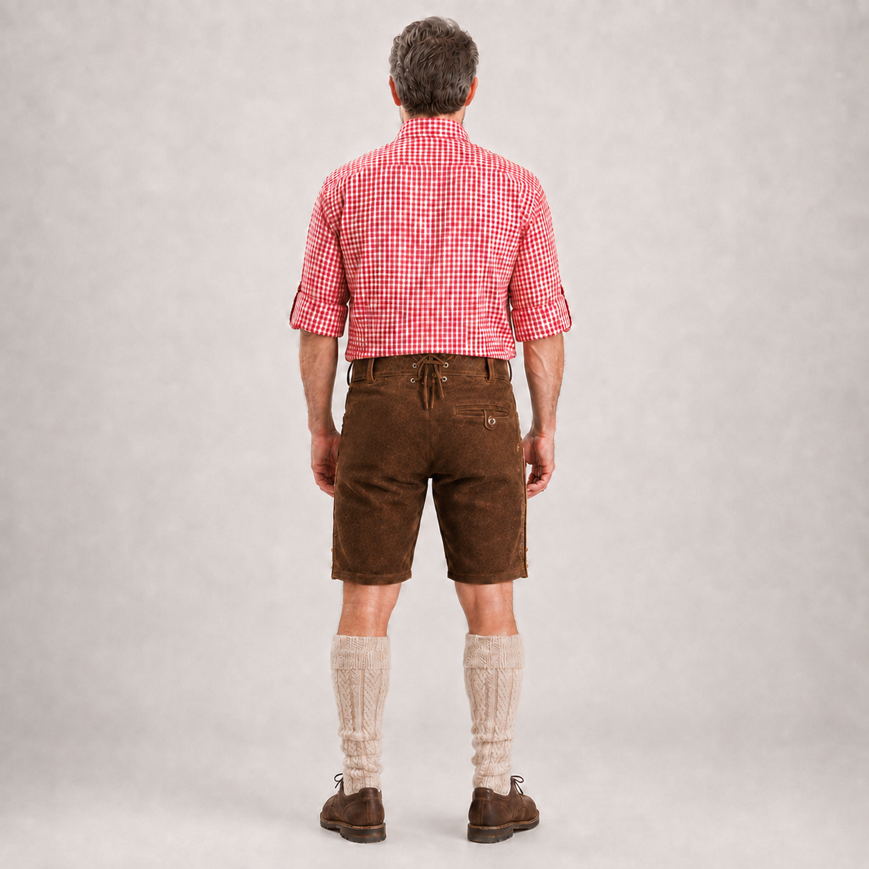 Men's Red & White Checkered Bavarian Oktoberfest Shirt - Roll-Up Sleeve - image 5
