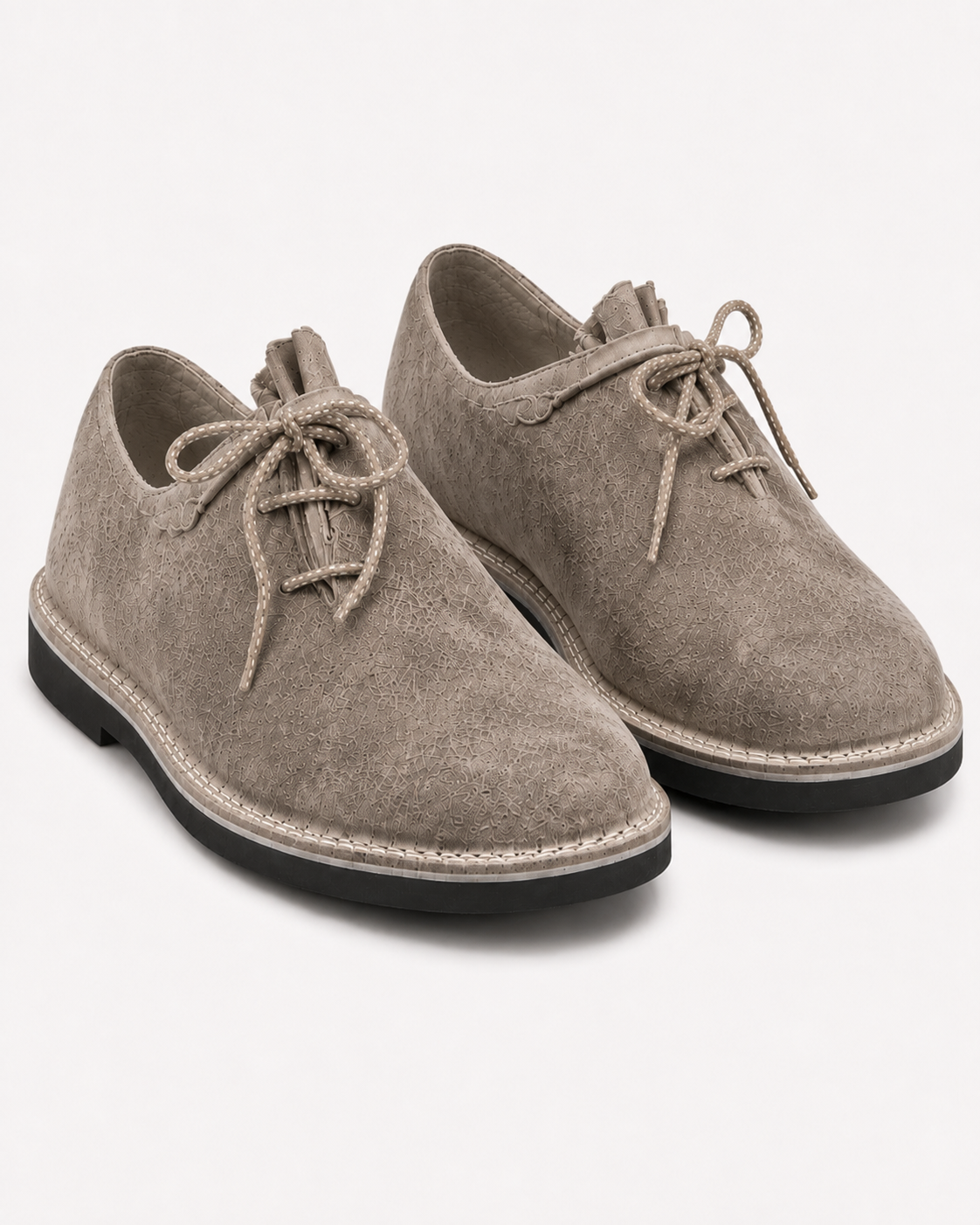 Men's Taupe Grey Suede Bavarian Haferl Shoes - Traditional Side-Lacing | Treaded Rubber Sole - image 5