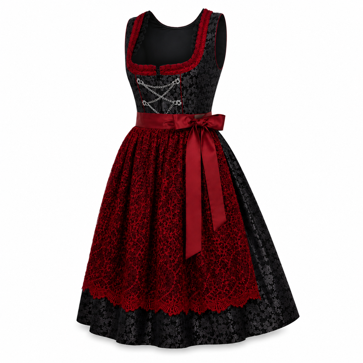 Black Forest Crimson Lace Midi Dirndl - product image 1