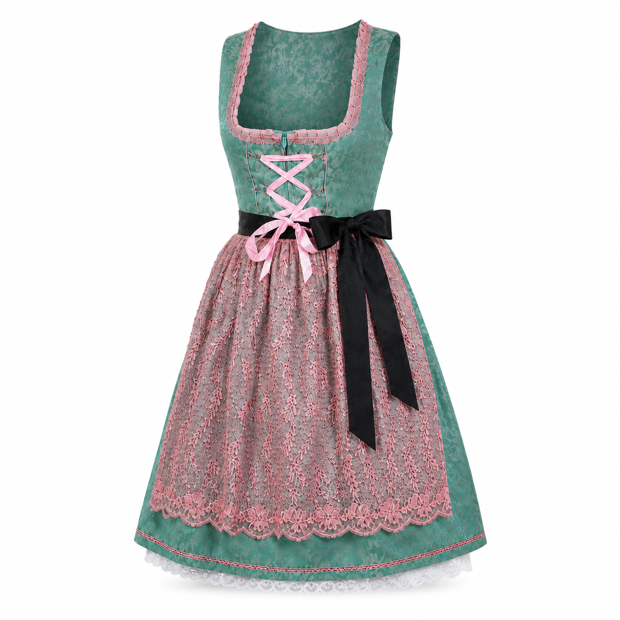 Meadow Green Embroidered Mini Dirndl - product image 1