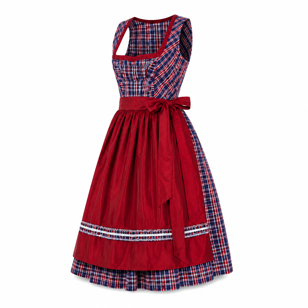 Crimson Alpine Plaid Midi Dirndl - product image 1